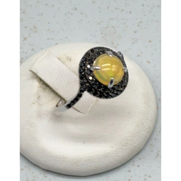 Ethiopian Opal Black Spinel Ring Colleen Lopez HSN Sterling Silver 925 Sz 8.75 - Picture 2 of 11